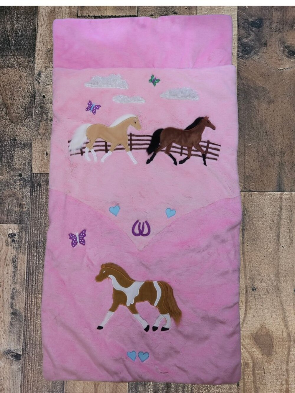 Carsten Cowgirl Ranch Girls Pink Plush Horse Sleeping Bag Slumber Palomino Paint